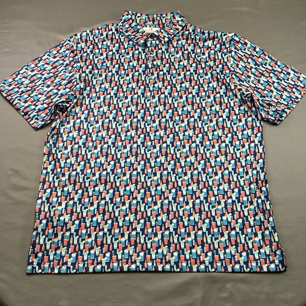 Grand Slam Performance Mens Polo Shirt Large AOP Mixed Drink Cocktails Print